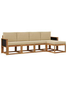 Set di divani da esterno 5 pcs Naturale e Beige Poliestere
