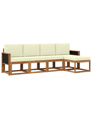 Set di divani da esterno 5 pcs Naturale e Crema Poliestere