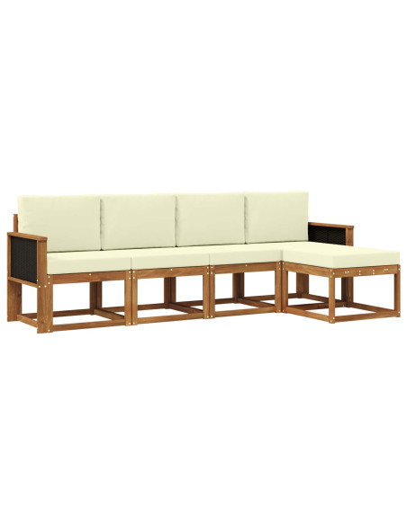 Set di divani da esterno 5 pcs Naturale e Crema Poliestere