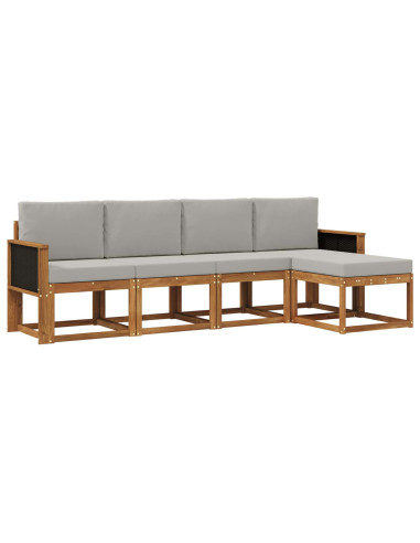 Set di divani da esterno 5 pcs Naturale e Grigio Chiaro
