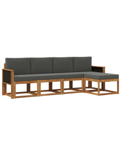 Set di divani da esterno 5 pcs Naturale e Antracite Poliestere