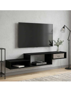 Mobile TV da Parete A parete Rovere Nero 150 x 28 x 26 cm