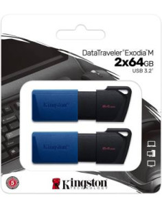 Kingston Pendrive USB-A 3.264GB DTXM/64GB-2P Nero/Blu 2 Pz