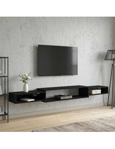 Mobile TV da Parete A parete Rovere Nero 220 x 28 x 21 cm