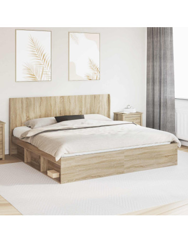 Struttura del letto con stoccaggio e testata Rovere Sonoma