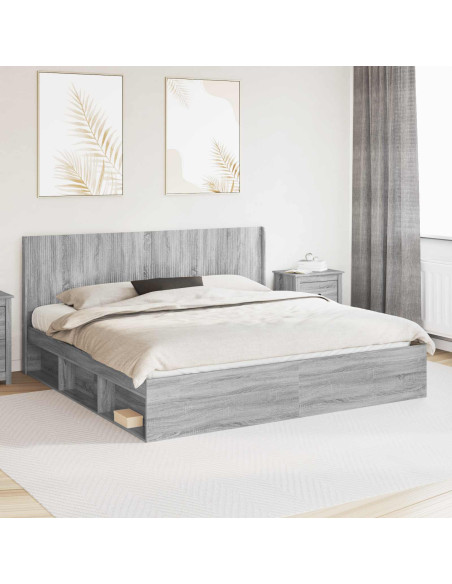 Struttura del letto con stoccaggio e testata Sonoma grigio