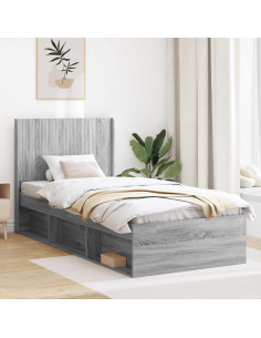 Struttura del letto con stoccaggio e testata Sonoma grigio