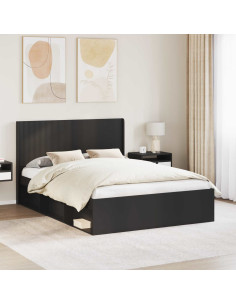 Struttura del letto con stoccaggio e testata Nero 140 x 200 cm