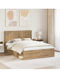 Struttura del letto con stoccaggio e testata Rovere Artigianale