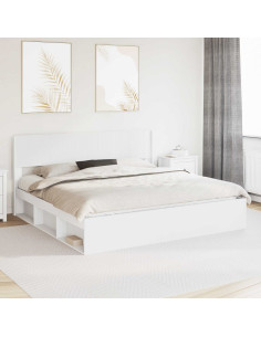 Struttura del letto con stoccaggio e testata Bianco