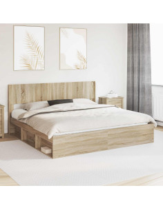 Struttura del letto con stoccaggio e testata Rovere Sonoma