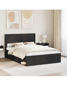 Struttura del letto con stoccaggio e testata Nero 160 x 200 cm