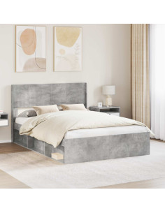 Struttura del letto con stoccaggio e testata Grigio Cemento