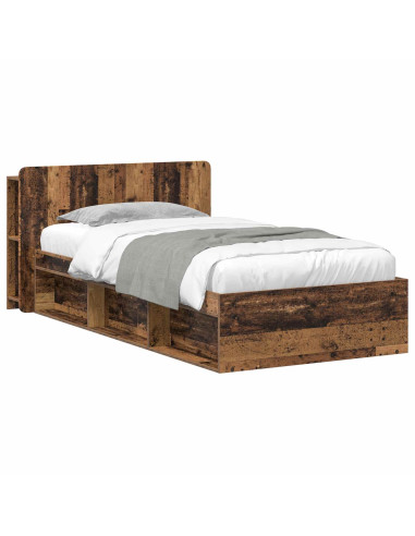 Telaio del letto con storage Legno antico 100 x 200 cm