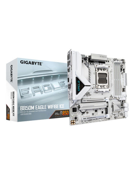 GIGABYTE B850M EAGLE WIFI6E ICE Scheda Madre – CPU AMD Ryzen serie 9000, VRM digitale a 8+2+2 fasi, fino a 8200 MHz DDR5 (OC),
