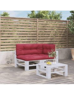 Cuscini per Pallet 3 pz Rosso Vino in Tessuto