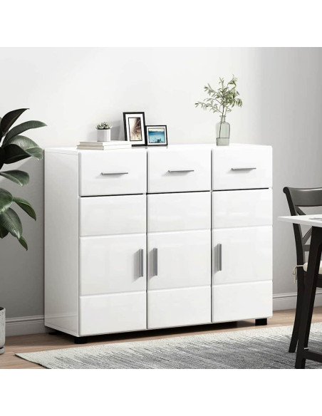 Credenza Bianco Lucido 88,5 x 30,5 x 73 cm Legno multistrato