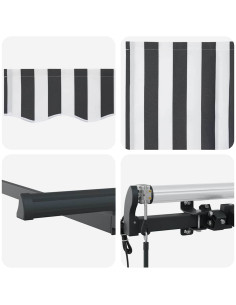 Tenda Retrattile Antracite e Bianco 300 x 200 cm 2