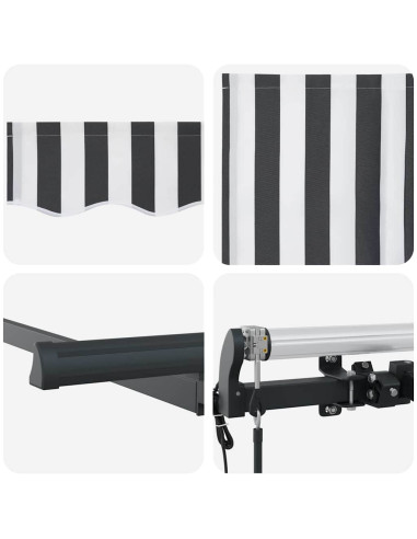 Tenda Retrattile Antracite e Bianco 300 x 200 cm