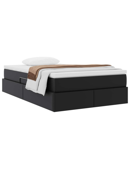 Letto con contenitore e materasso Nero 120 x 190 cm