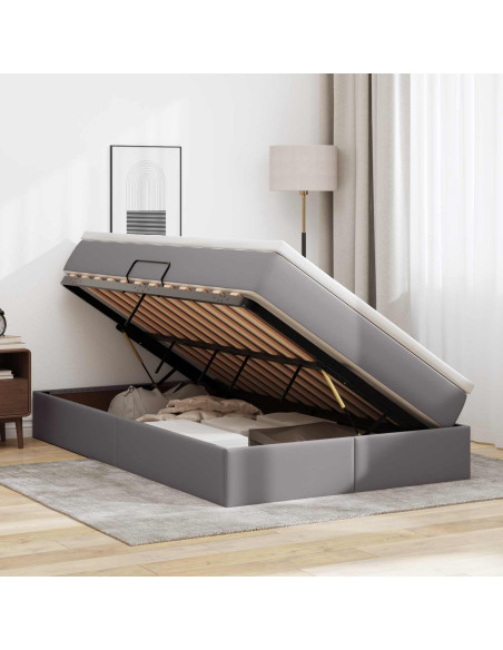 Letto con contenitore e materasso Grigio 120 x 190 cm