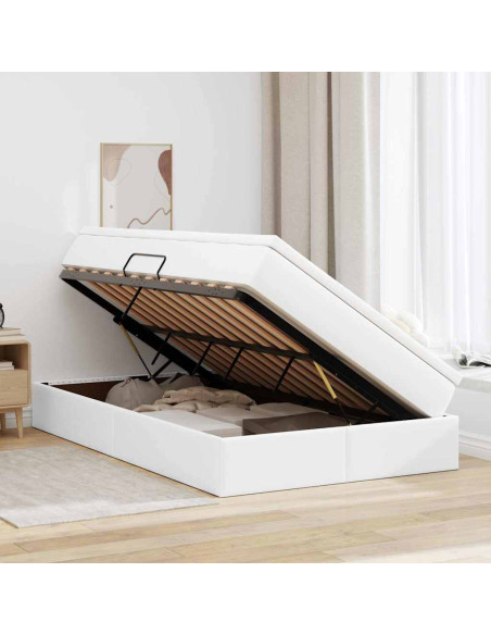 Letto con contenitore e materasso Bianco 120 x 200 cm