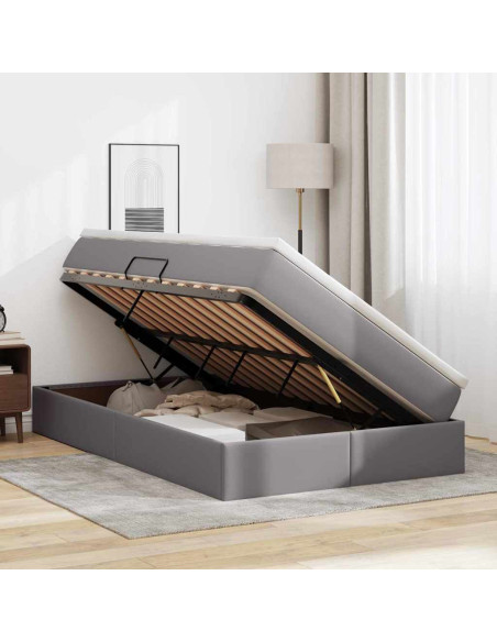 Letto con contenitore e materasso Grigio 120 x 200 cm