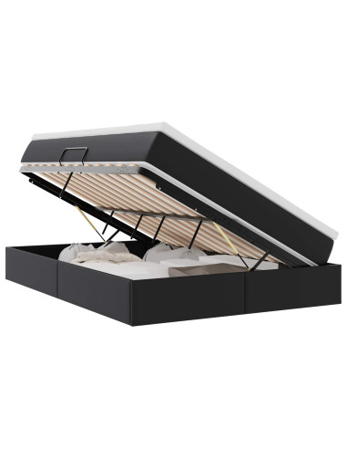 Letto con contenitore e materasso Nero 140 x 190 cm