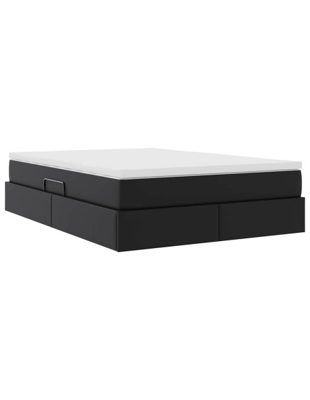 Letto con contenitore e materasso Nero 140 x 190 cm