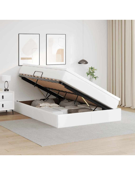 Letto con contenitore e materasso Bianco 140 x 190 cm