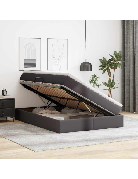 Letto con contenitore e materasso Grigio 140 x 190 cm