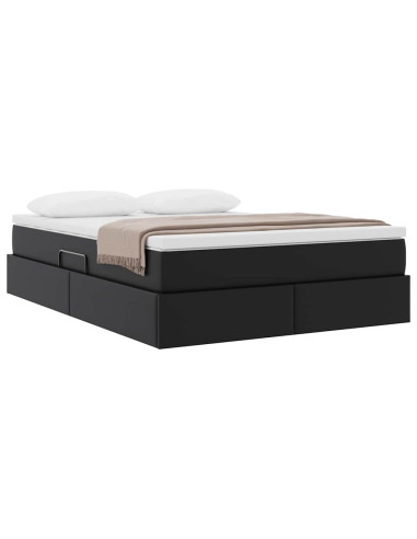 Letto con contenitore e materasso Nero 140 x 200 cm