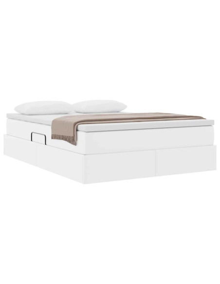 Letto con contenitore e materasso Bianco 140 x 200 cm