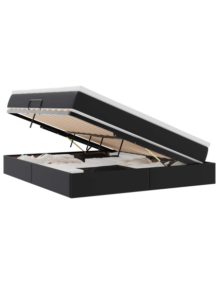 Letto con contenitore e materasso Nero 160 x 200 cm