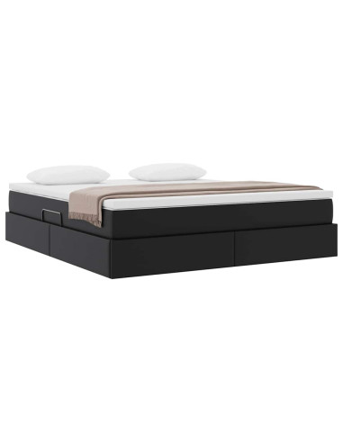 Letto con contenitore e materasso Nero 160 x 200 cm