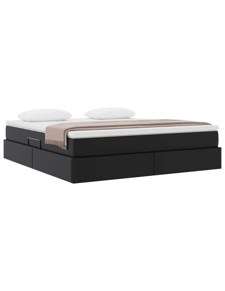Letto con contenitore e materasso Nero 160 x 200 cm