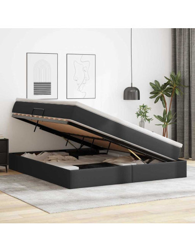 Letto con contenitore e materasso Nero 160 x 200 cm