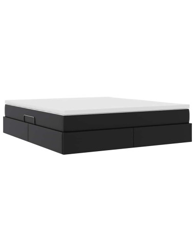 Letto con contenitore e materasso Nero 160 x 200 cm