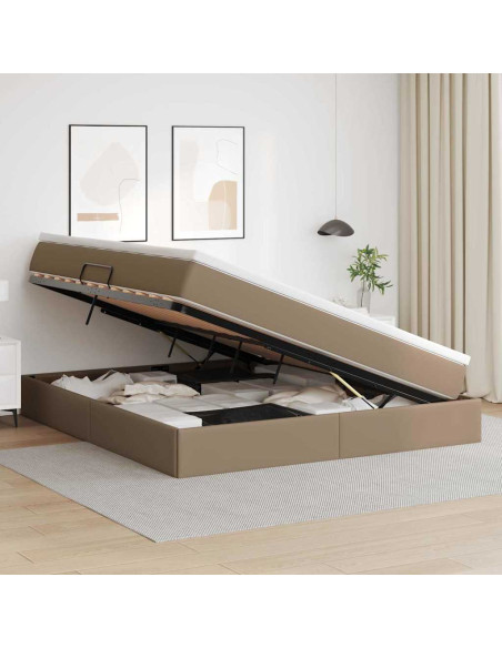 Letto con contenitore e materasso Cappuccino 160 x 200 cm
