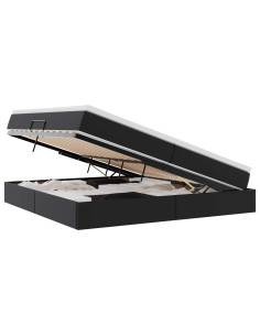 Letto con contenitore e materasso Nero 200 x 200 cm 2