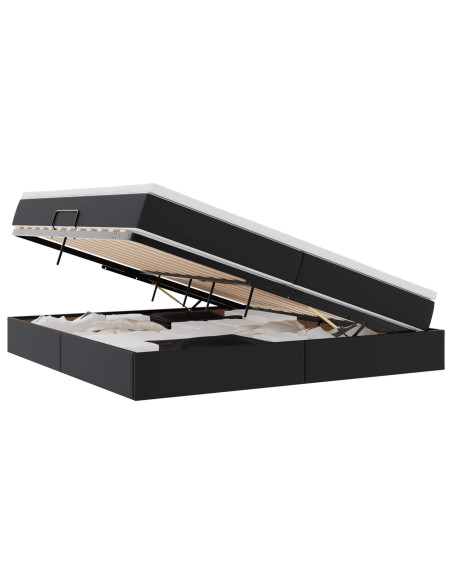 Letto con contenitore e materasso Nero 200 x 200 cm