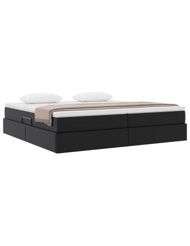 Letto con contenitore e materasso Nero 200 x 200 cm