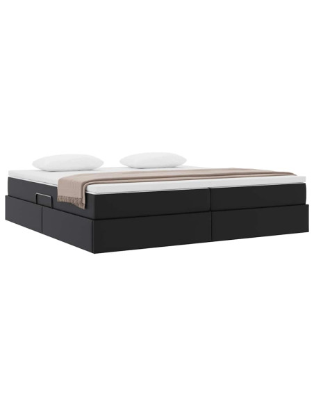 Letto con contenitore e materasso Nero 200 x 200 cm