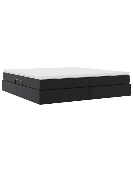 Letto con contenitore e materasso Nero 200 x 200 cm