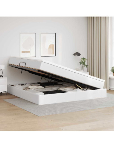 Letto con contenitore e materasso Bianco 200 x 200 cm
