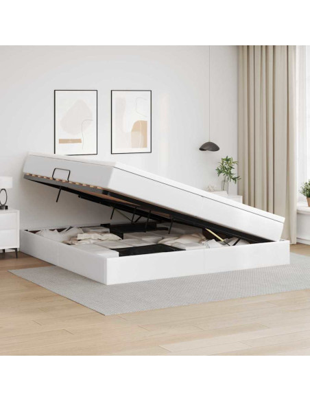 Letto con contenitore e materasso Bianco 200 x 200 cm