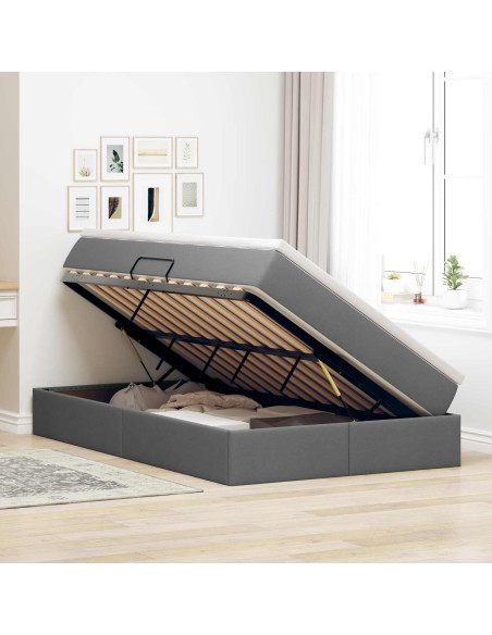 Letto con contenitore e materasso Grigio scuro 120 x 190 cm