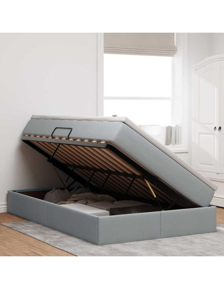Letto con contenitore e materasso Grigio chiaro 120 x 200 cm