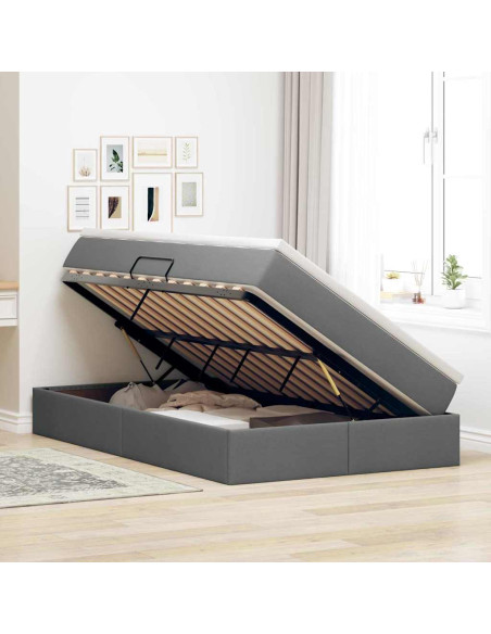 Letto con contenitore e materasso Grigio scuro 120 x 200 cm