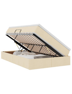 Letto con contenitore e materasso Crema 120 x 200 cm Poliestere 2